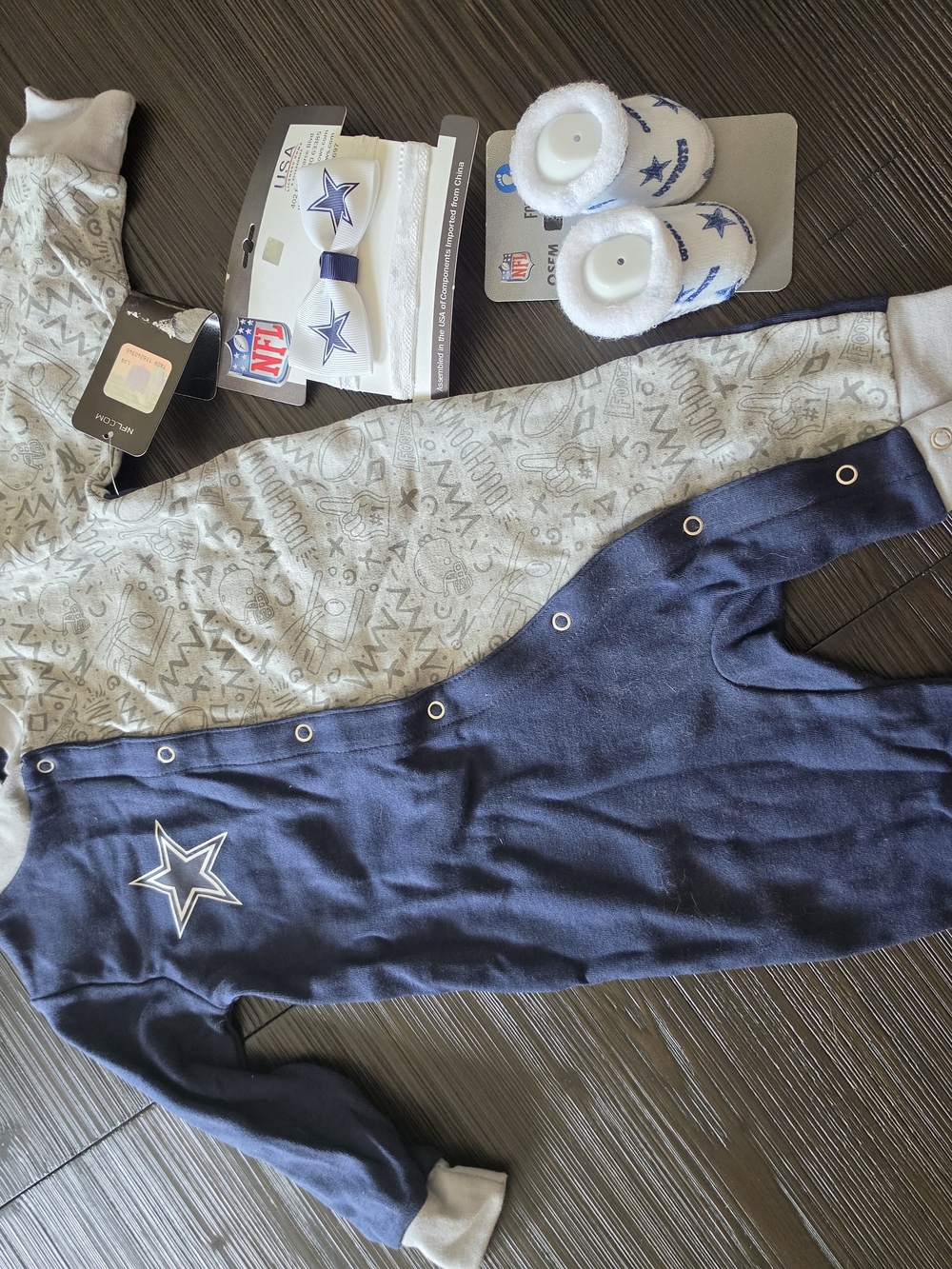 NFL Infant Navy & Gray Snap Romper